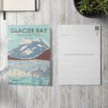 Vintagen Glacier Bay nationalpark Alaska Vykort<br><div class="desc">Glacier Bay Park-vektorgrafik i ett fönster med stil-design. Parken är ett hemland,  ett levande laboratorium,  en nationalpark,  en utsedd vildmark,  en biosfärreserv och en världsarvsplats.</div>