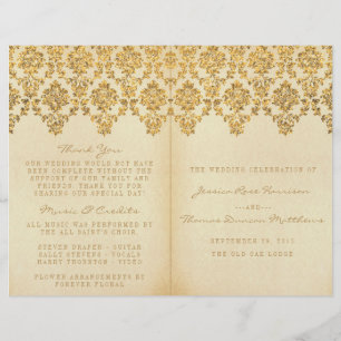 Vintagen Glam Guld Damask Wedding Collection
