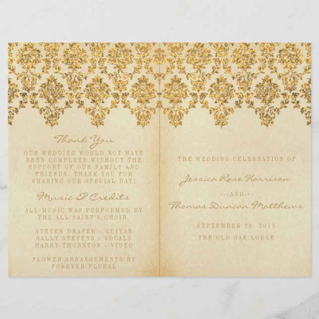 Vintagen Glam Guld Damask Wedding Collection (Framsida)
