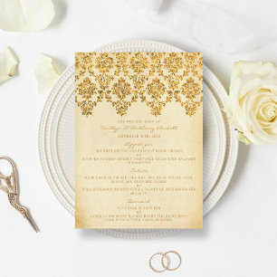 Vintagen Glam Guld Damask Wedding Collection Meny
