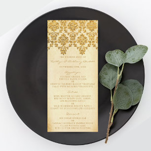 Vintagen Glam Guld Damask Wedding Collection Meny