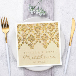 Vintagen Glam Guld Damask Wedding Collection Pappersservett