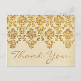 Vintagen Glam Guld Damask Wedding Collection Vykort