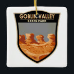 Vintagen Goblin Valley State Park Utah Julgransprydnad Keramik<br><div class="desc">Goblin Valley State Park-design. I parken finns tusentals hoodoos,  som lokalt kallas för gåvor,  som är formationer av svampformade fästen i sten,  vissa så långa som flera varv.</div>