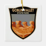 Vintagen Goblin Valley State Park Utah Julgransprydnad Keramik<br><div class="desc">Goblin Valley State Park-design. I parken finns tusentals hoodoos,  som lokalt kallas för gåvor,  som är formationer av svampformade fästen i sten,  vissa så långa som flera varv.</div>