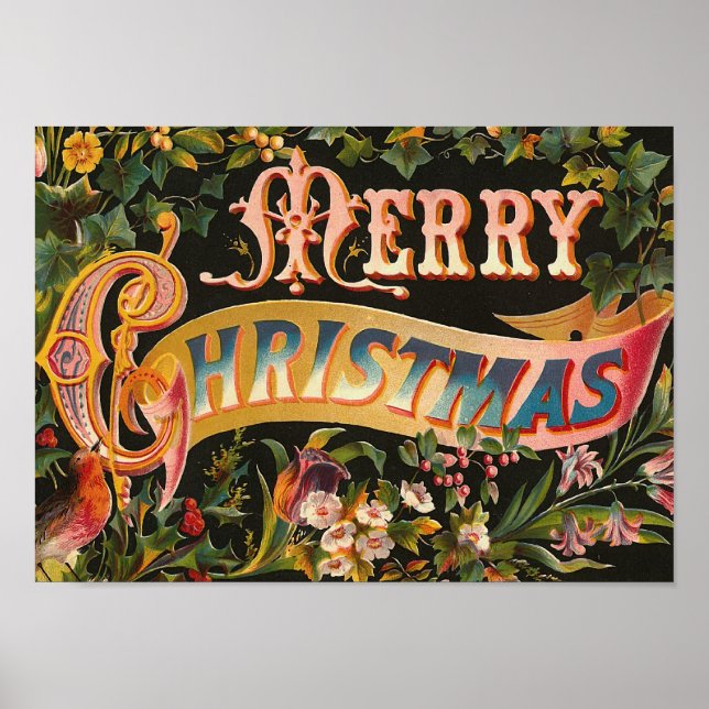 vintagen "God jul" Poster (Framsidan)