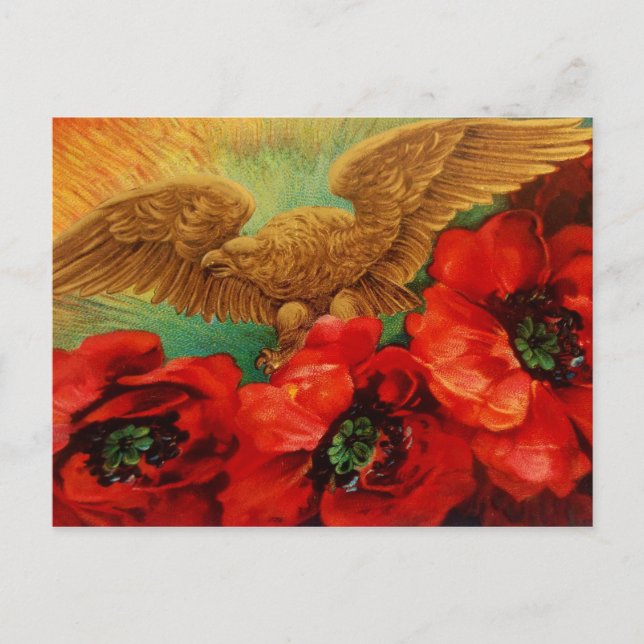 Vintagen Golden Eagle och Poppies Vykort (Framsida)