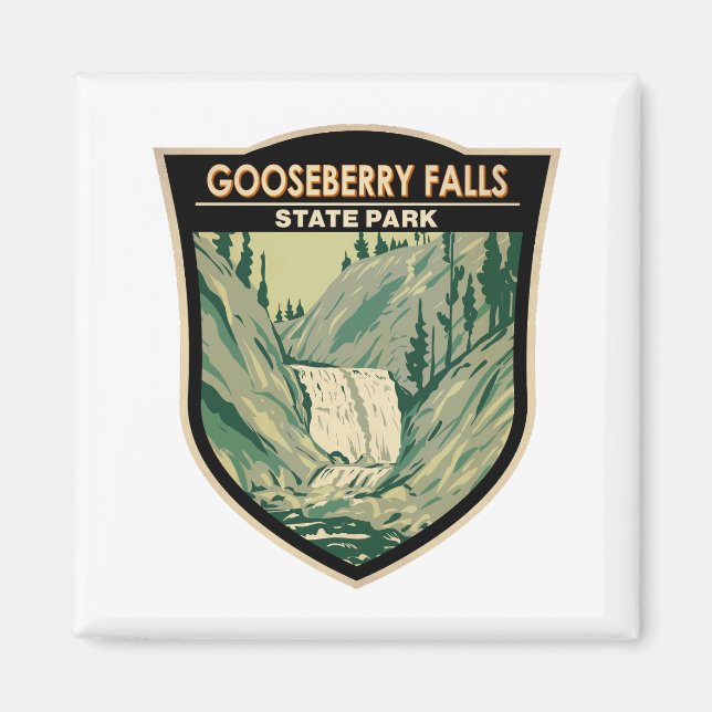 Vintagen Gooseberry Falls State Park Minnesota Magnet (Framsidan)