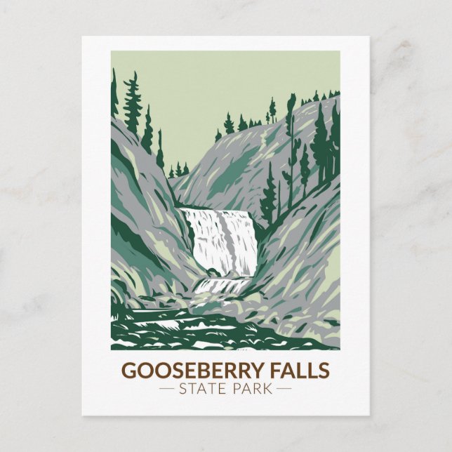 Vintagen Gooseberry Falls State Park Minnesota Vykort (Framsida)