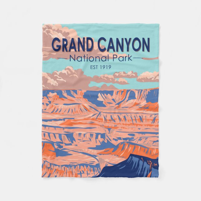Vintagen Grand Canyon nationalpark Arizona Fleecefilt (Framsidan)