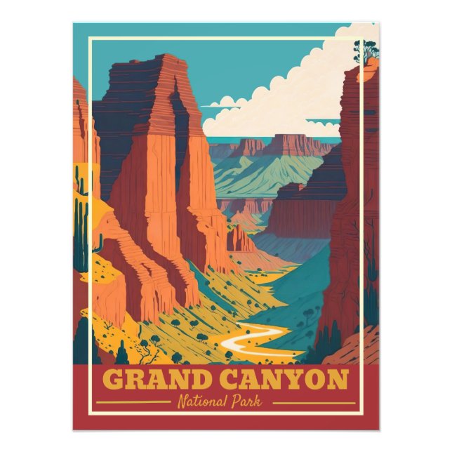 Vintagen Grand Canyon nationalpark Arizona Fototryck (Framsidan)