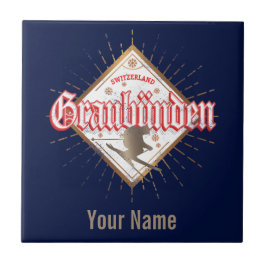 Vintagen Graubünden Schweiz retro skier Kakelplatta