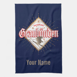 Vintagen Graubünden Schweiz retro skier Kökshandduk