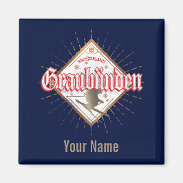 Vintagen Graubünden Schweiz retro skier Magnet