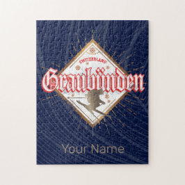 Vintagen Graubünden Schweiz retro skier Pussel