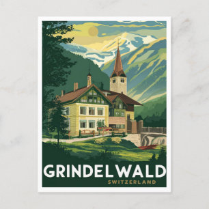 Vintagen Grindelwald Schweiz Alpernor Vykort
