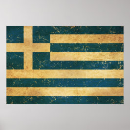 Vintagen Grunge Design för grekiska Flagga Poster
