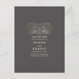 Vintagen Guld Blommigt på landsbygden Spara datum Meddelande Vykort