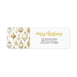 Vintagen Guld Ornaments jul vid  Silver Returadress Etikett