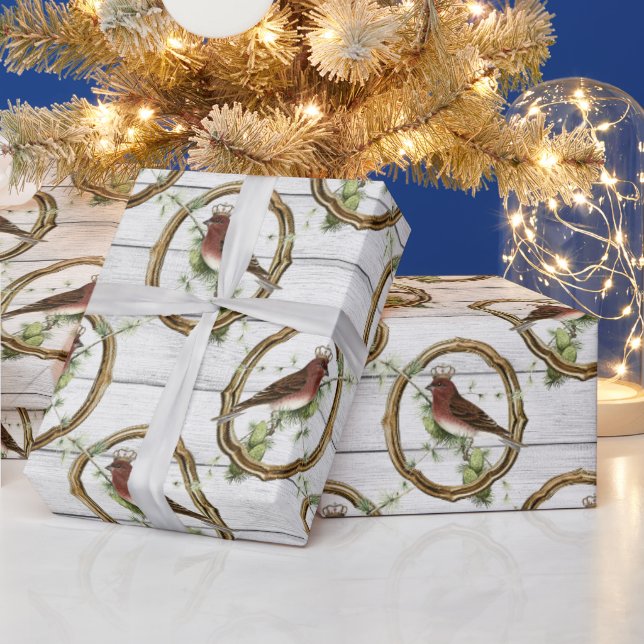 Vintagen Guld Ram vid jul Presentpapper (Helgdagar)