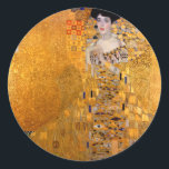 Vintagen Gustav Klimt "Adele" Runt Klistermärke<br><div class="desc">Denna populära Klimt-målning heter "Adele Bloch-Baus Porträtt" och målades 1907. Gustav Klimt (14 juli,  1862 - 6 februari 1918) var en österrikisk symbolmålare och en av de mest framstående medlemmarna i Wien Secession-rörelsen. Klimt noteras för målningar,  murar,  skisser och andra föremål d'art. Klimts primära subjekt var kvinnans kropp.</div>