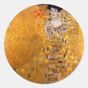 Vintagen Gustav Klimt "Adele" Runt Klistermärke
