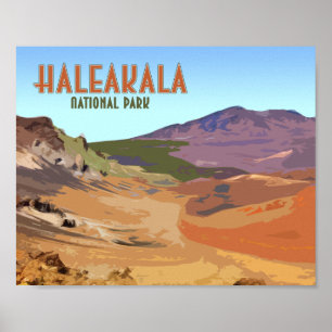 Vintagen Haleakala nationalpark Maui Hawaii Poster