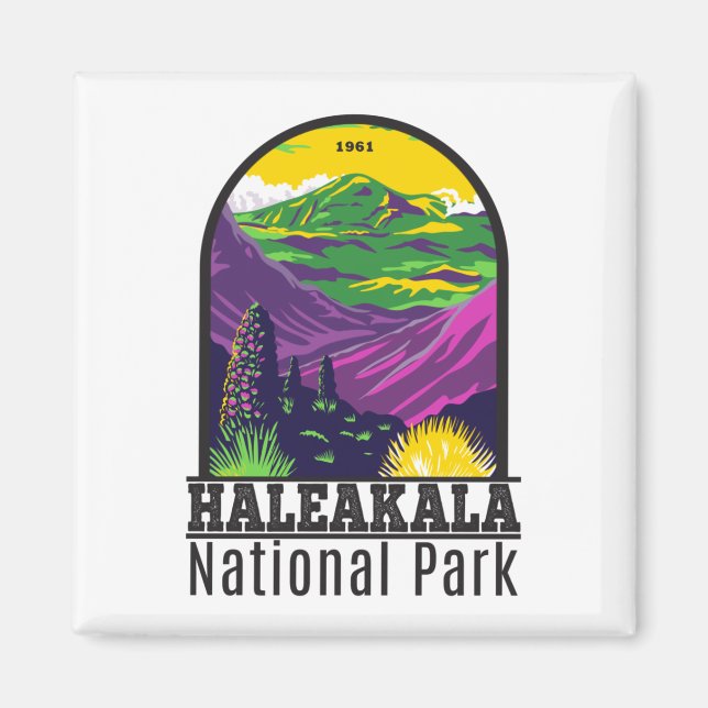 Vintagen Haleakala nationalparken Hawaii Magnet (Framsidan)