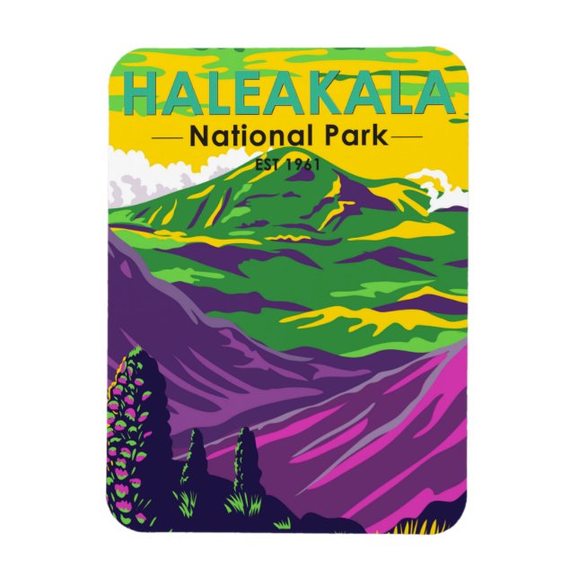 Vintagen Haleakala nationalparken Hawaii Magnet (Vertikal)