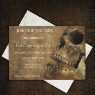 Vintagen Halloween fest budget Skull Inbjudningar