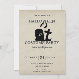 Vintagen Halloween för cemeteriet RIP Fladdermus C Inbjudningar