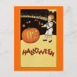 vintagen "Halloween" Illustration Vykort