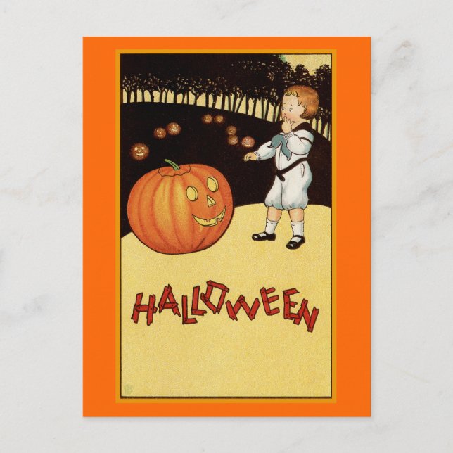 vintagen "Halloween" Illustration Vykort (Framsida)