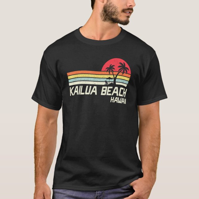 Vintagen Hawaii Kailua Beach, sommaruppehåll T Shirt (Framsida)