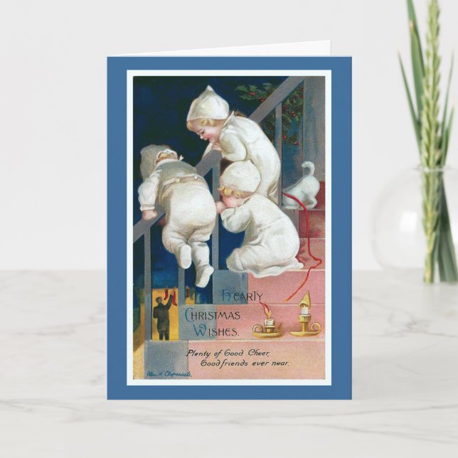 vintagen "Hearty jul Önskemål" Helgkort (Framsida)