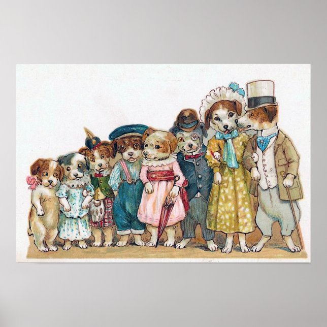 vintagen "Hund Family" Poster (Framsidan)