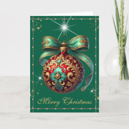 Vintagen Hunter Grönt Ornament jul Helgkort