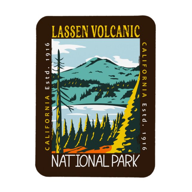 Vintagen i nationalparken Lassen Volcanic Distress Magnet (Vertikal)