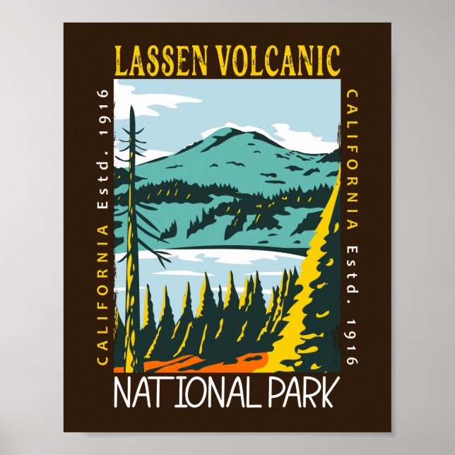 Vintagen i nationalparken Lassen Volcanic Distress Poster (Framsidan)