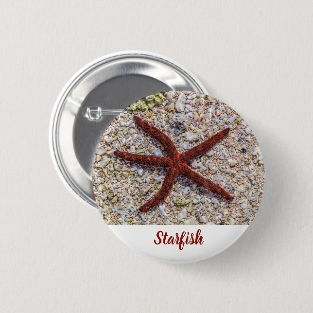 Vintagen i Starfish Ocean Beach Retro Souvenir Knapp (Framsida & baksida)