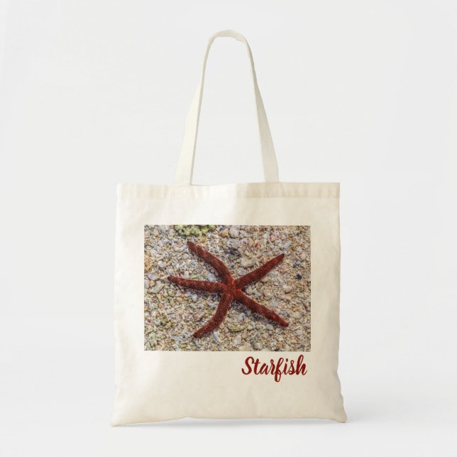 Vintagen i Starfish Ocean Beach Retro Souvenir Tygkasse (Framsidan)