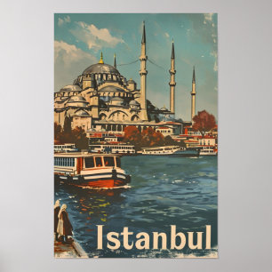 Vintagen Istanbul Blue Mosque Poster