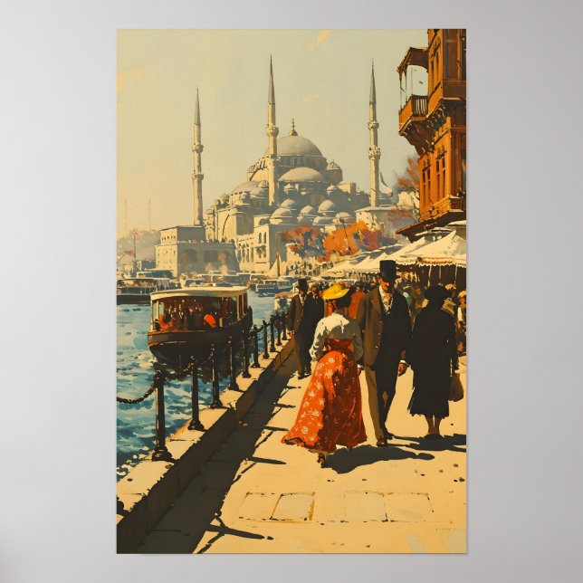 Vintagen Istanbul Blue Mosque Poster (Framsidan)
