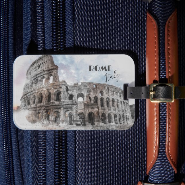 Vintagen Italien Colosseum Travel Art Bagagebricka (Framsida Insitu 4)