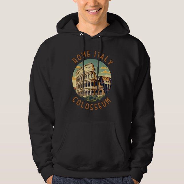 Vintagen Italien Colosseum Travel Art Hoodie (Framsida)
