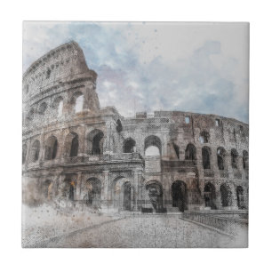 Vintagen Italien Colosseum Travel Art Kakelplatta