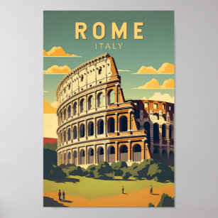 Vintagen Italien Colosseum Travel Art Poster