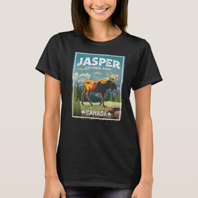 Vintagen Jasper nationalpark Moose T Shirt (Framsida)