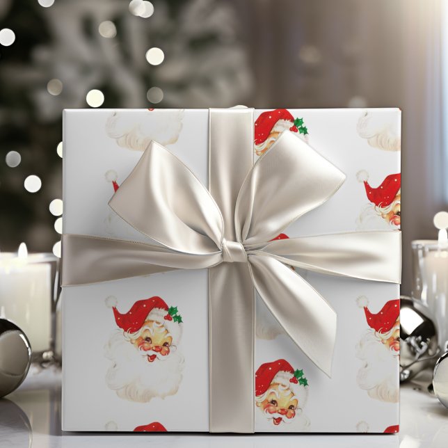 Vintagen Jolly Jultomten i Mid Century Presentpapper (Mid Century Vintage Jolly Santa Claus Wrapping Paper)