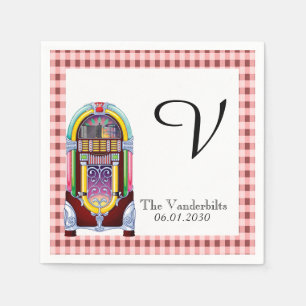 vintagen Jukebox Bröllop Napkin på 1950-talet Pappersservett